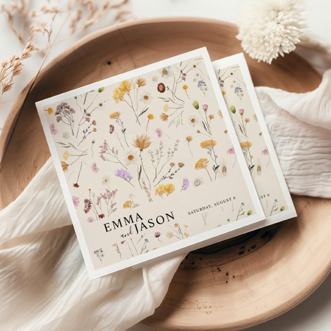 Serviette En Papier Mariage floral Boho Napkins (Créateur téléchargé)