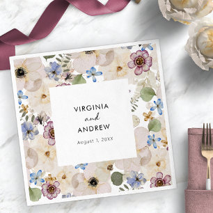 Serviette En Papier Mariage Floral Botanique Moderne