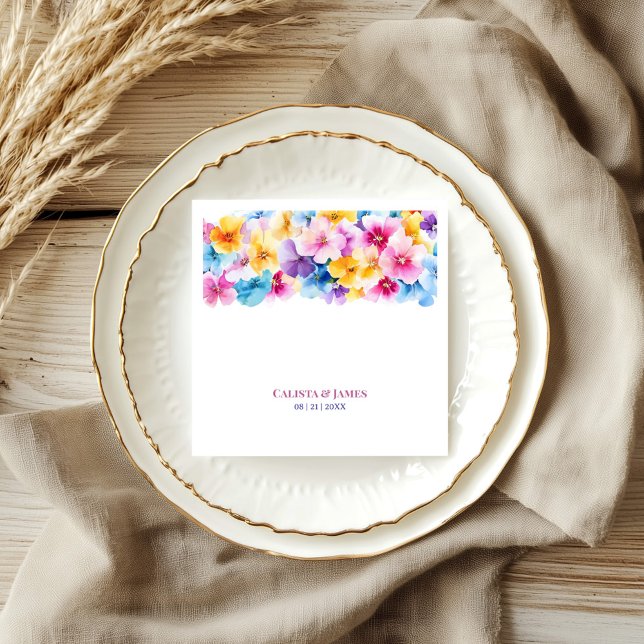 Serviette En Papier Mariage floral coloré (Créateur téléchargé)