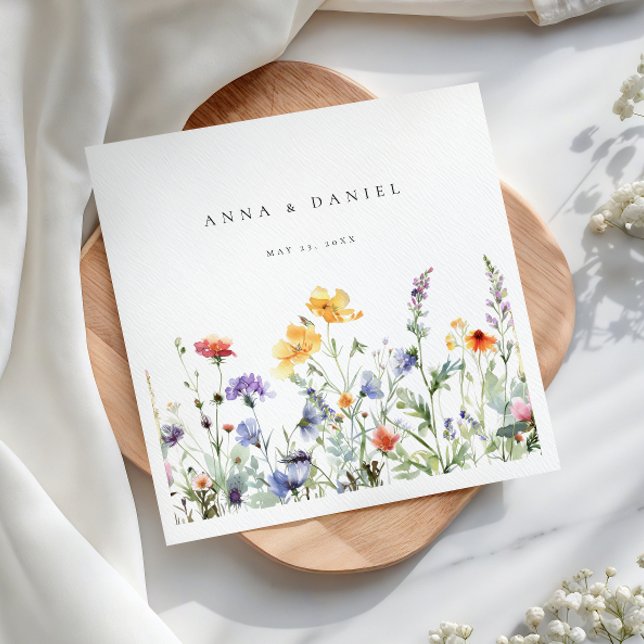 Serviette En Papier Mariage floral d'aquarelle dynamique (Créateur téléchargé)