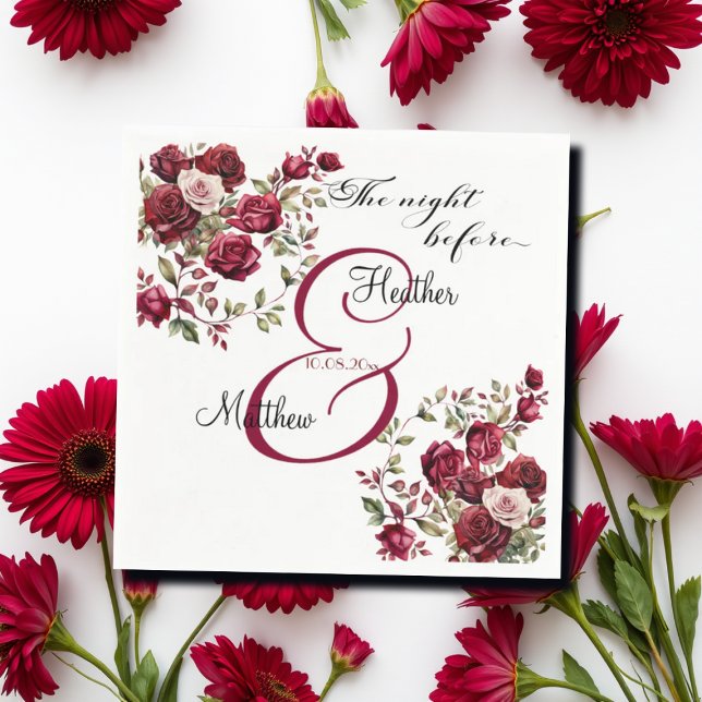 Serviette En Papier Mariage Floral de Bourgogne (Créateur téléchargé)