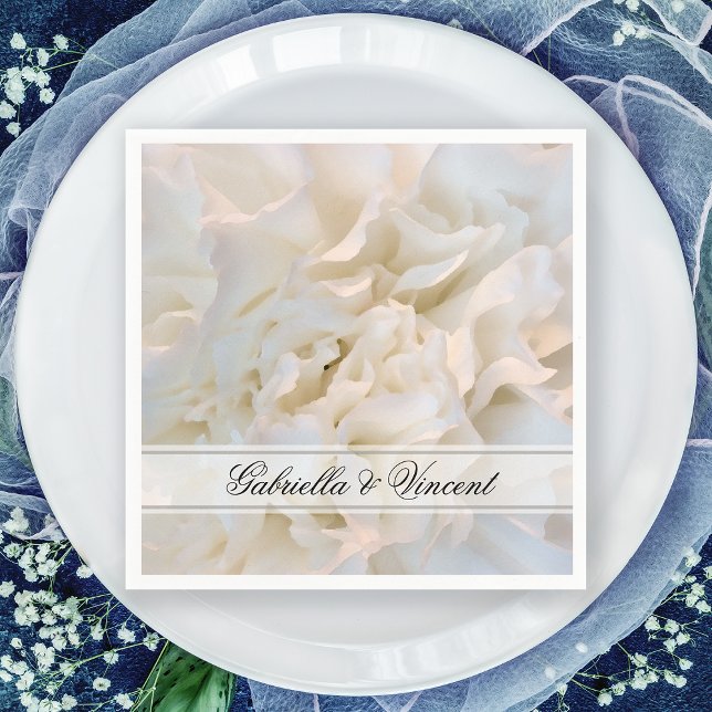 Serviette En Papier Mariage floral de carnation blanche (Créateur téléchargé)
