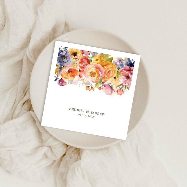 Serviette En Papier Mariage floral de printemps dynamique (Créateur téléchargé)