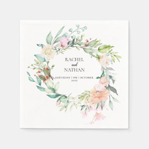 Serviette En Papier Mariage Floral de Roses de Bois