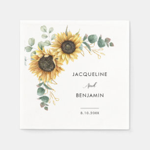 Serviette En Papier Mariage floral de tournesol