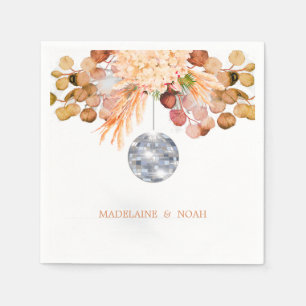 Serviette En Papier Mariage Floral Disco Ball Élégant Chic