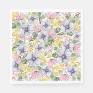 Serviette En Papier Mariage Floral Élégant aux Fleurs Sauvages