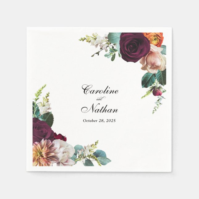 Serviette En Papier Mariage floral frais d'automne (Devant)