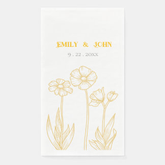 Serviette En Papier Mariage floral jaune et blanc