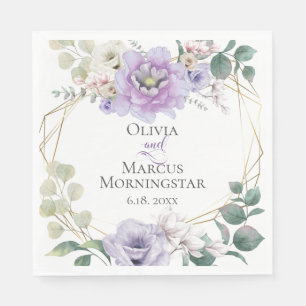 Serviette En Papier Mariage floral Lavender Peonies Botanique
