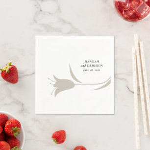Serviette En Papier Mariage Floral Minimaliste Moderne Grège & Espress