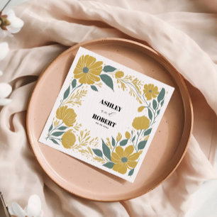Serviette En Papier Mariage floral moderne jaune betercup