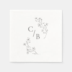 Serviette En Papier Mariage floral Monogramme Boho Cherry Blossom