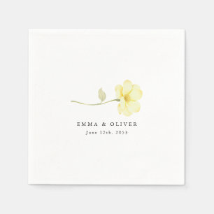 Serviette En Papier Mariage Floral Personnalisé Jaune Beurre Ivoire