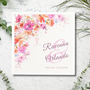 Serviette En Papier Mariage Floral Romance Rose Fleur de Cerisier Past