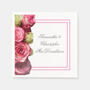 Serviette En Papier Mariage floral rosé