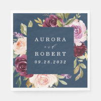 Mariage floral rose bleu bleu marine Bourgogne or