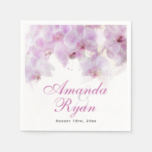 Serviette En Papier Mariage floral rose orchidée
