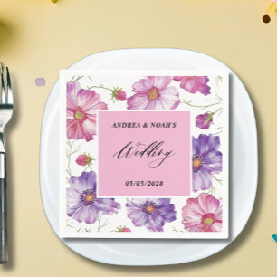 Serviette En Papier Mariage floral rose pourpre