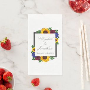 Serviette En Papier Mariage floral Rose Tournesol