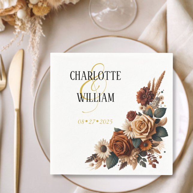 Serviette En Papier Mariage floral rustique (Rustic Floral Wedding Napkins)