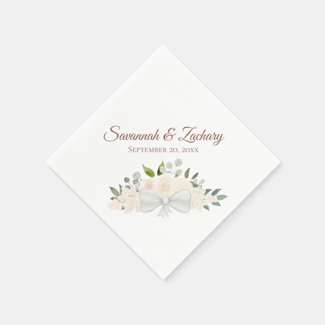 Serviette En Papier Mariage Floral Rustique de Pêche au Champagne (Coin)