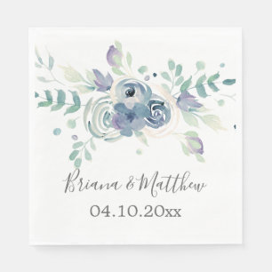 Serviette En Papier Mariage floral vert pourpre