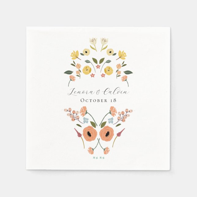 Serviette En Papier Mariage floral vintage de Bohême (Devant)