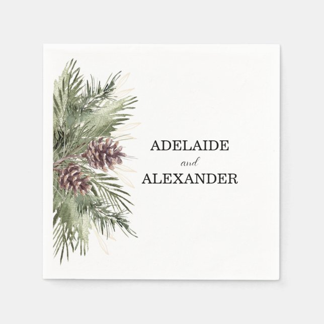 Serviette En Papier Mariage forestier de bois vert (Devant)