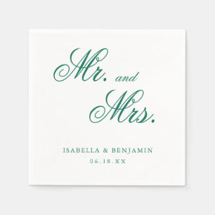 Serviette En Papier Mariage Formel Élégant Vert Émeraude Traditionnel