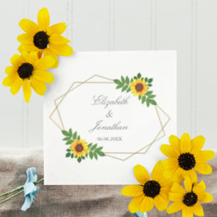 Serviette En Papier Mariage géométrique tournesol