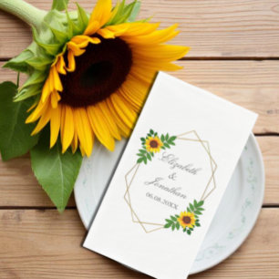 Serviette En Papier Mariage géométrique tournesol