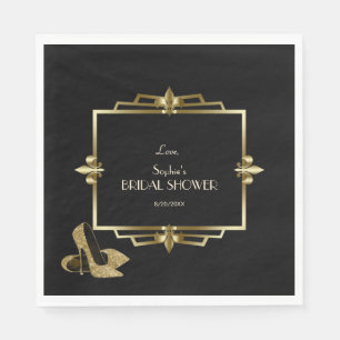 Serviette En Papier Mariage Glam Royal Or Noir