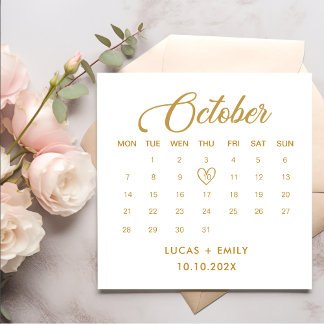 Serviette En Papier Mariage Gold du calendrier octobre