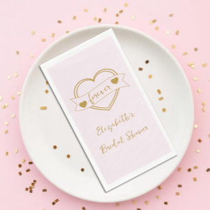 Serviette En Papier Mariage Gold Forever Hearts Shower de Mariée