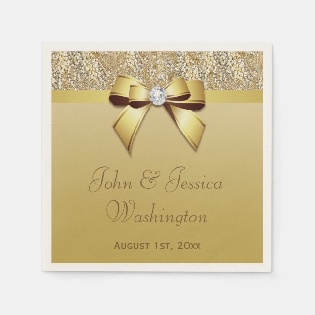 Serviette En Papier Mariage Gold personnalisé (Devant)