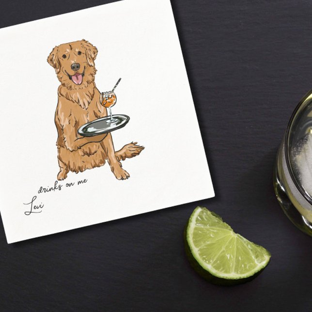 Serviette En Papier Mariage Golden Retriever (Créateur téléchargé)