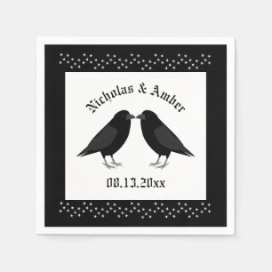 Serviette En Papier Mariage gothique Baiser Ravens Personnalisé