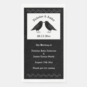 Serviette En Papier Mariage gothique Corbeaux qui s'embrassent Personn