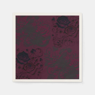 Serviette En Papier Mariage gothique glamour sombre de style Bourgogne