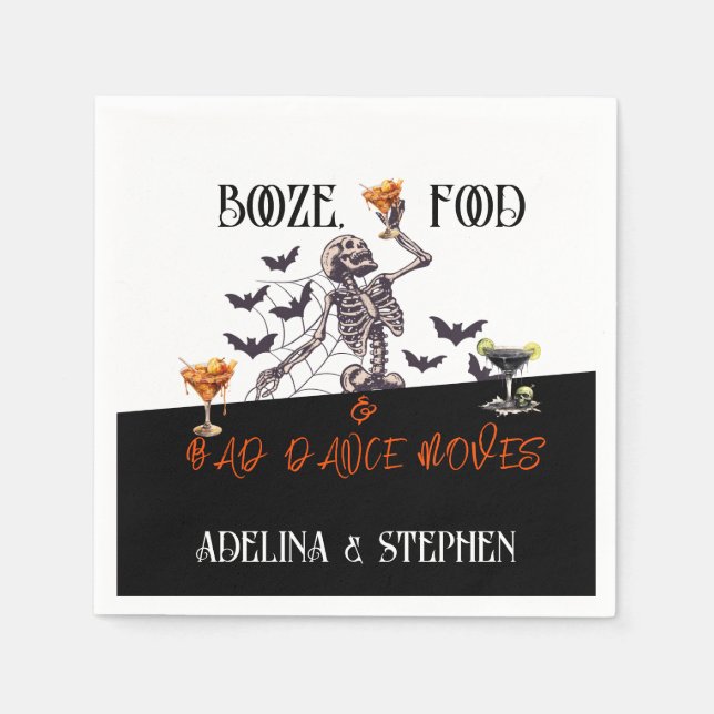 Serviette En Papier Mariage gothique Squelette Booze nourriture Mauvai (Devant)