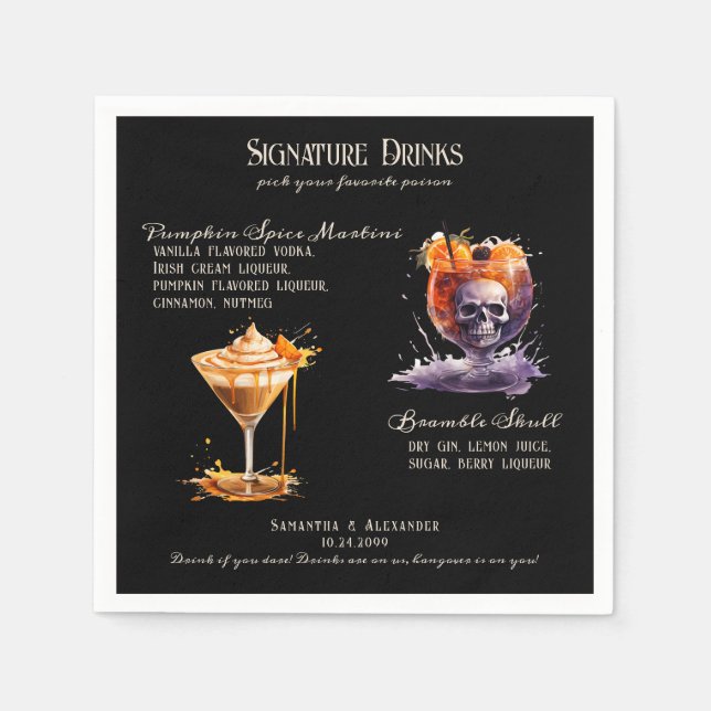 Serviette En Papier Mariage gothique Whimsigoth Signature Boissons (Devant)
