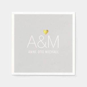 Serviette En Papier Mariage gris clair classique Monogrammé