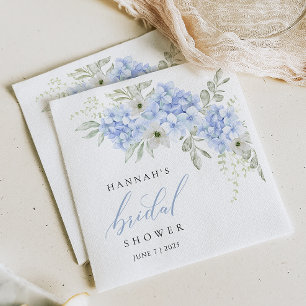 Serviette en papier mariage Hydrangea Bleu Floral