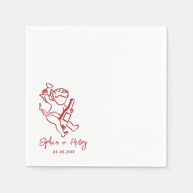 Serviette En Papier Mariage Icône Cupid Cherub dessiné à la main (Devant)