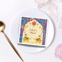 Mariage indien éléphants bleu motif personnalisé