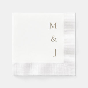 Serviette En Papier Mariage initiales verticales Or Mariée & Marié