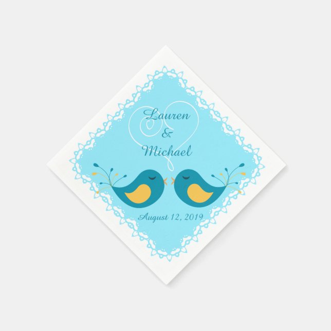 Serviette En Papier Mariage Inséparable bleu (Coin)