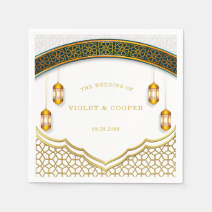 Serviette En Papier Mariage islamique moderne blanc et or