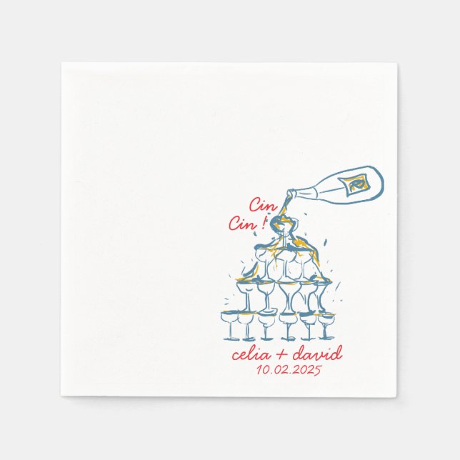 Serviette En Papier Mariage italien Cin Cin (Devant)